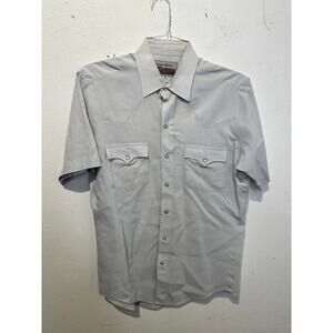 Vintage AUTHENTIC WESTERN Mens White Pearl Snap Collared Button Up Shirt Size 16